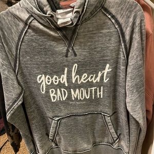 Good heart bad mouth woman’s hoodie size medium, only worn once